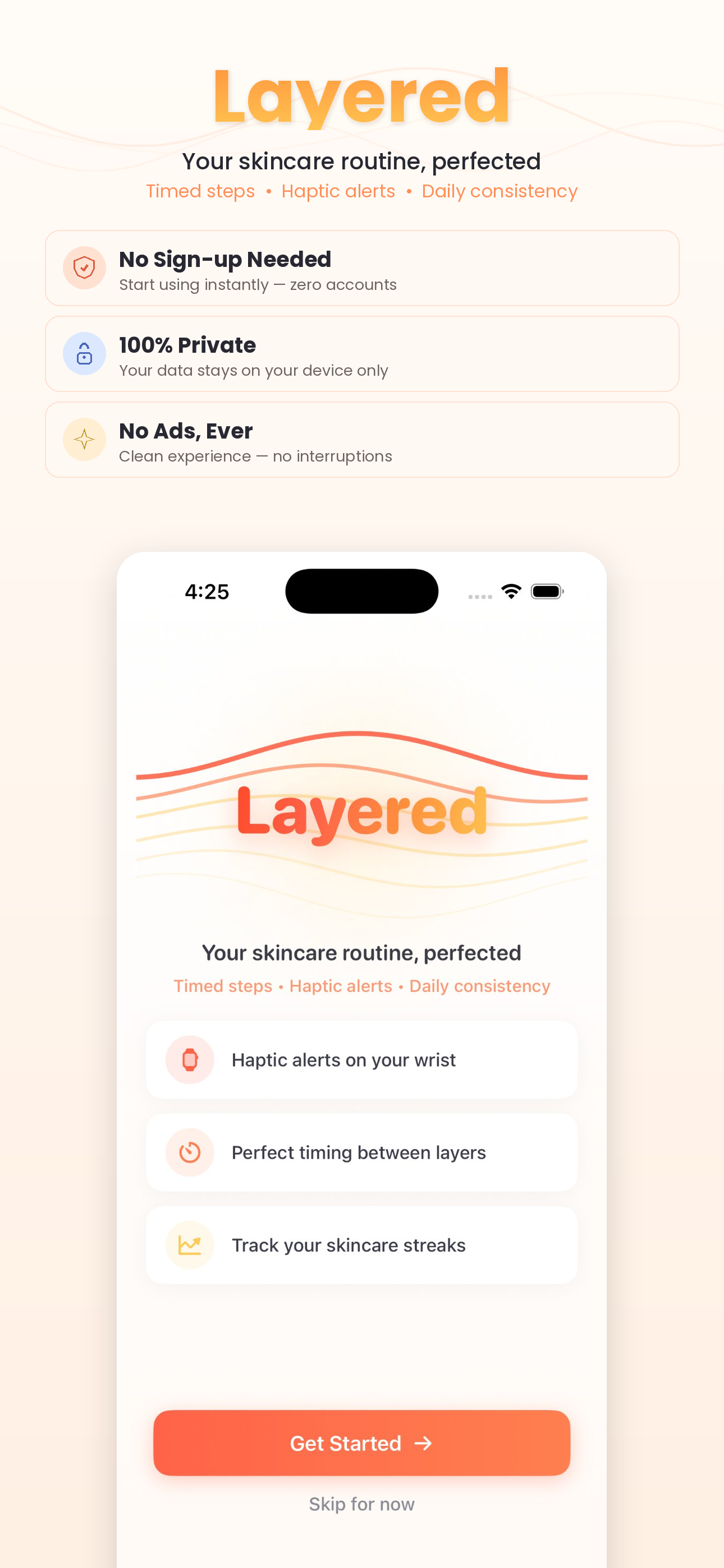 Layered app screenshot